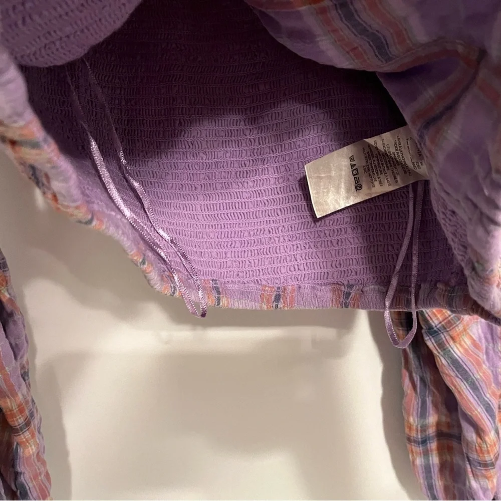 Free People Cherry Bomb cropped purple madras corset top size small petite SP - Picture 15 of 15